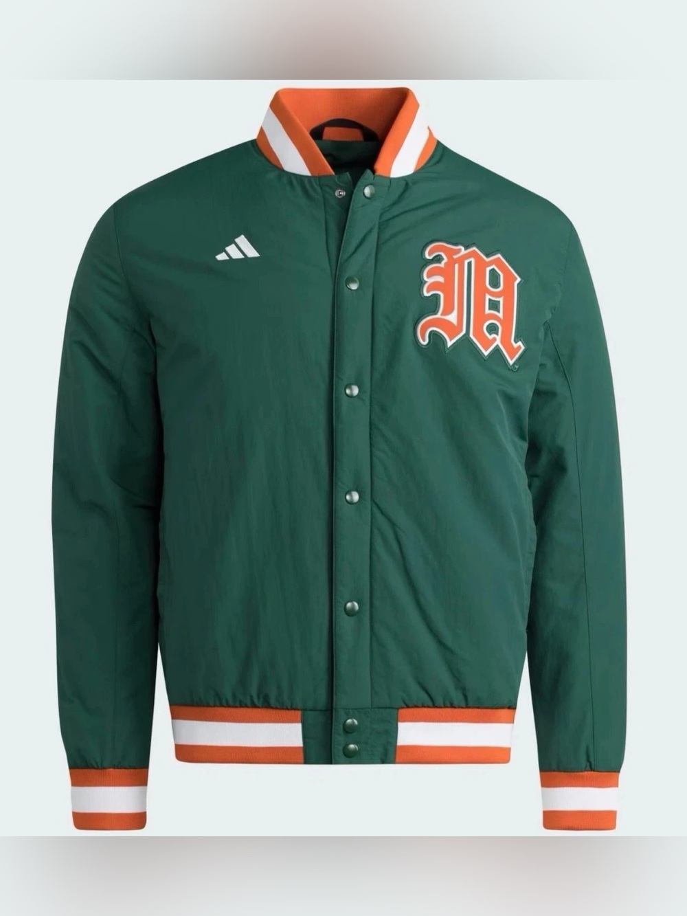 Adidas Miami Hurricanes Coaches Dugout Jacket Dark Green (JM9976) Various Size